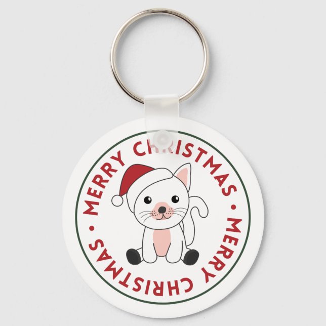 Cat Christmas Snow Winter Animals Cats Keychain (Front)
