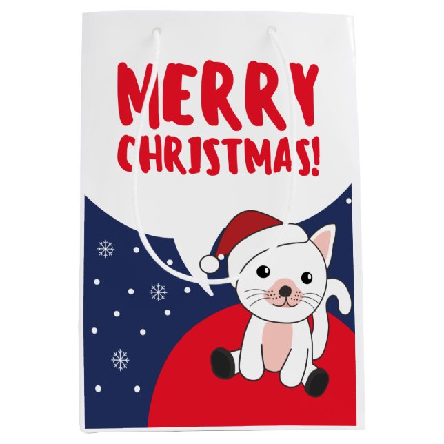 Cat Christmas Snow Winter Animals Cats Medium Gift Bag (Front)