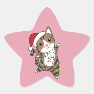 Cat Christmas Snow Winter Animals Cats Star Sticke Sticker