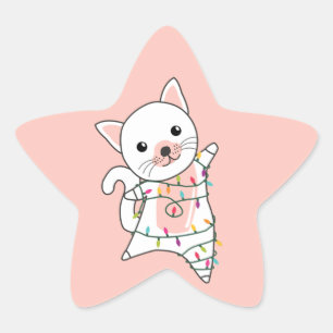 Cat Christmas Snow Winter Animals Cats Star Sticke Sticker