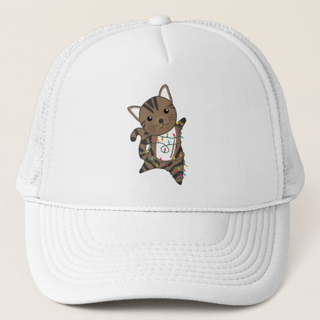 Cat Christmas Snow Winter Animals Cats Trucker Hat (Front)