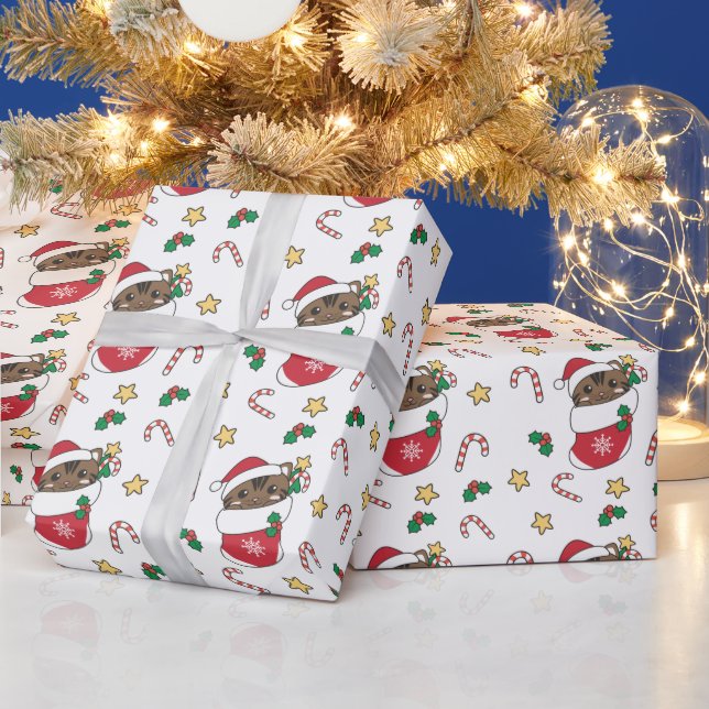 Cat Christmas Snow Winter Animals Cats Wrapping Paper (Holidays)