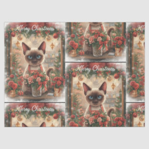 Cat Christmas themed by Siamese cat in florist Tissue Paper