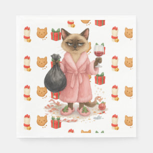 Cat Christmas themed for Siamese Cat Lovers Napkin