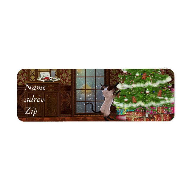 Cat Christmas tree adress labels (Front)