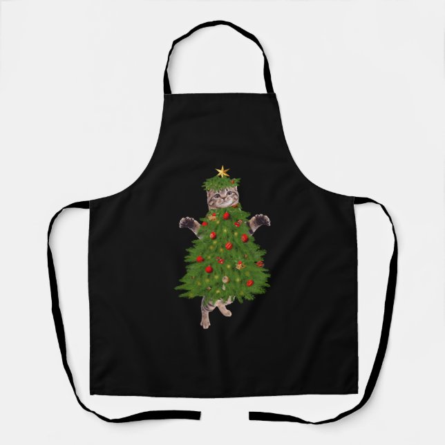 Cat Christmas Tree Apron (Front)