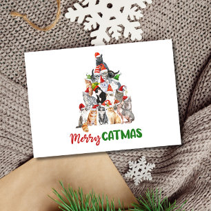 Cat Christmas Tree Cat Lover Christmas Card