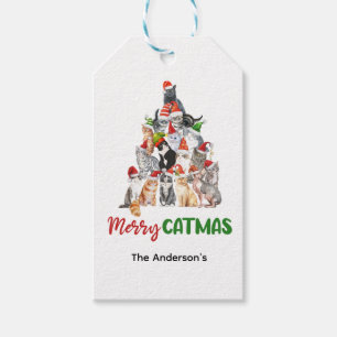 Cat Christmas Tree Cat Lover Christmas Holiday   Gift Tags