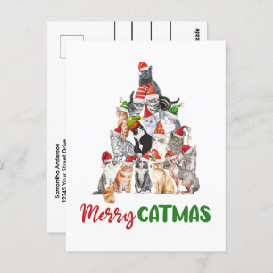 Cat Christmas Tree Cat Lover Christmas Holiday Postcard