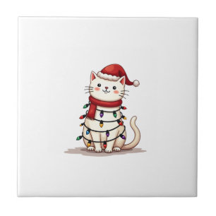 Cat Christmas Tree Christmas (1) Ceramic Tile