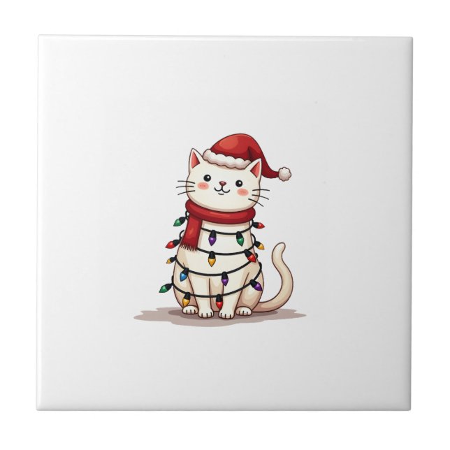Cat Christmas Tree Christmas (1) Ceramic Tile (Front)