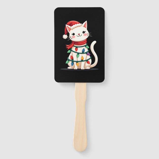 Cat Christmas Tree Christmas (1) Hand Fan (Front)