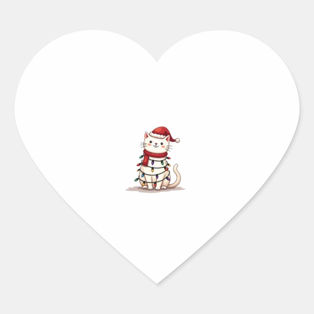 Cat Christmas Tree Christmas (1) Heart Sticker (Front)