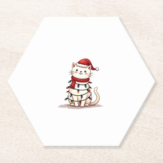 Cat Christmas Tree Christmas (1) Paper Coaster (Front)