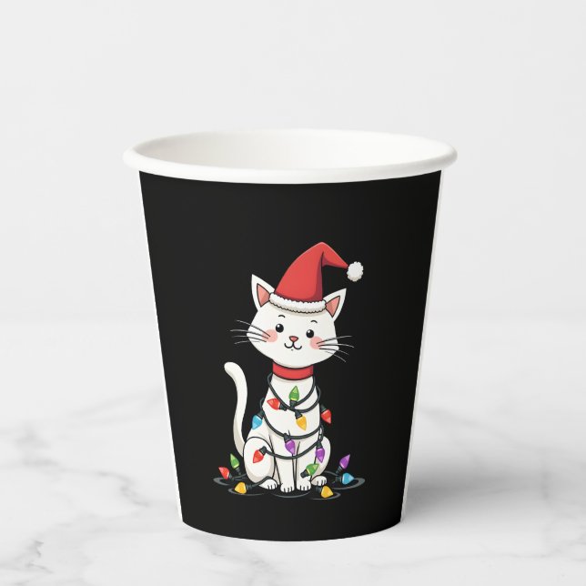 Cat Christmas Tree Christmas (1) Paper Cups (Front)