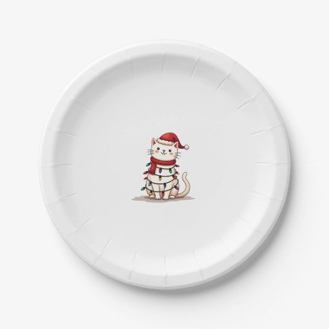Cat Christmas Tree Christmas (1) Paper Plate (Front)