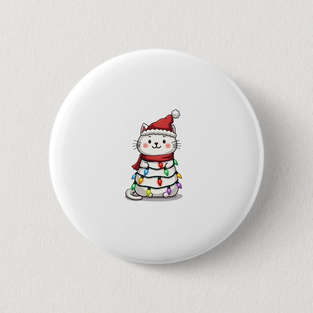 Cat Christmas Tree Christmas (2) 6 Cm Round Badge (Front)