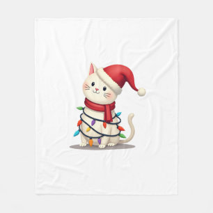 Cat Christmas Tree Christmas (2) Fleece Blanket