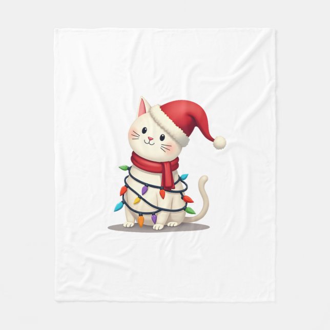 Cat Christmas Tree Christmas (2) Fleece Blanket (Front)