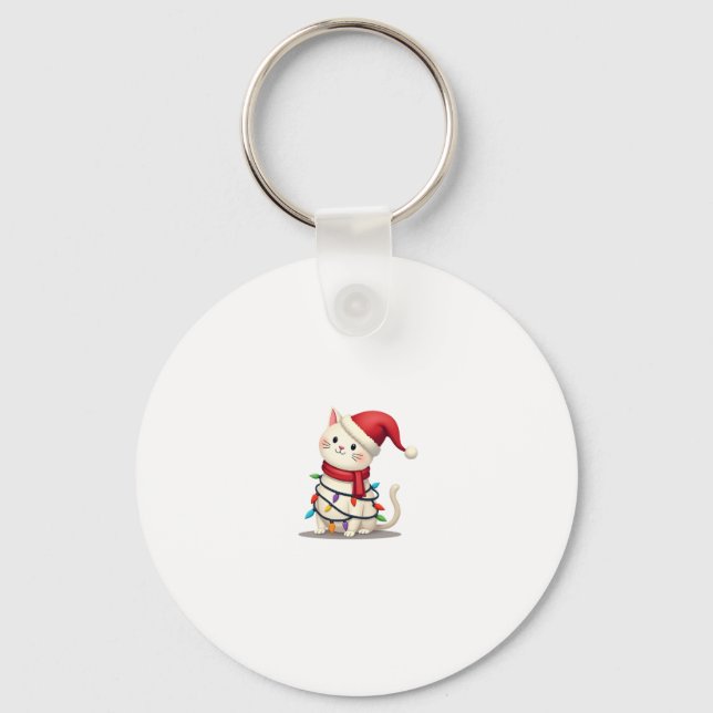 Cat Christmas Tree Christmas (2) Key Ring (Front)