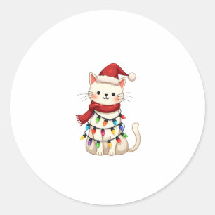 Cat Christmas Tree Christmas (3) Classic Round Sticker