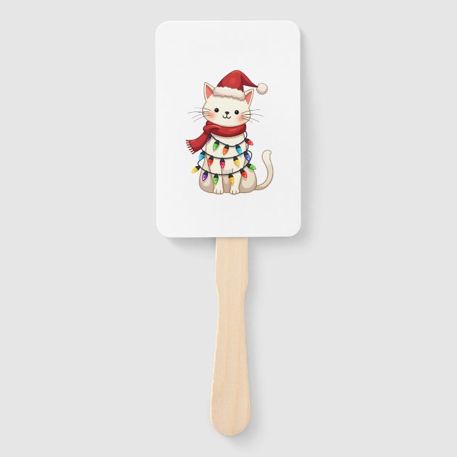 Cat Christmas Tree Christmas (3) Hand Fan (Front)