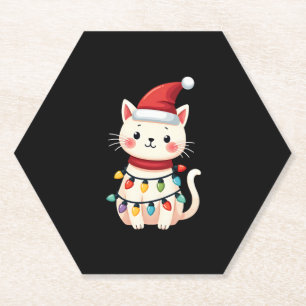 Cat Christmas Tree Christmas (4) Paper Coaster