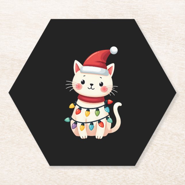 Cat Christmas Tree Christmas (4) Paper Coaster (Front)