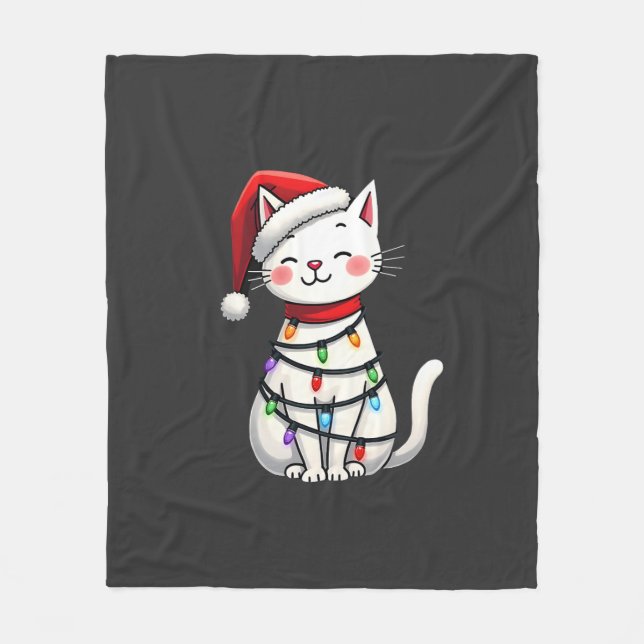 Cat Christmas Tree Christmas (5) Fleece Blanket (Front)