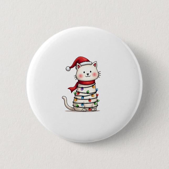 Cat Christmas Tree Christmas (6) 6 Cm Round Badge (Front)