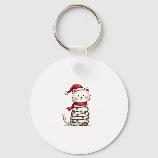 Cat Christmas Tree Christmas (6) Key Ring (Front)