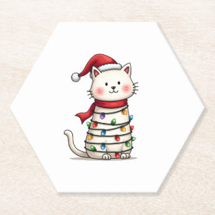 Cat Christmas Tree Christmas (6) Paper Coaster