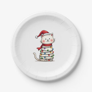 Cat Christmas Tree Christmas (6) Paper Plate