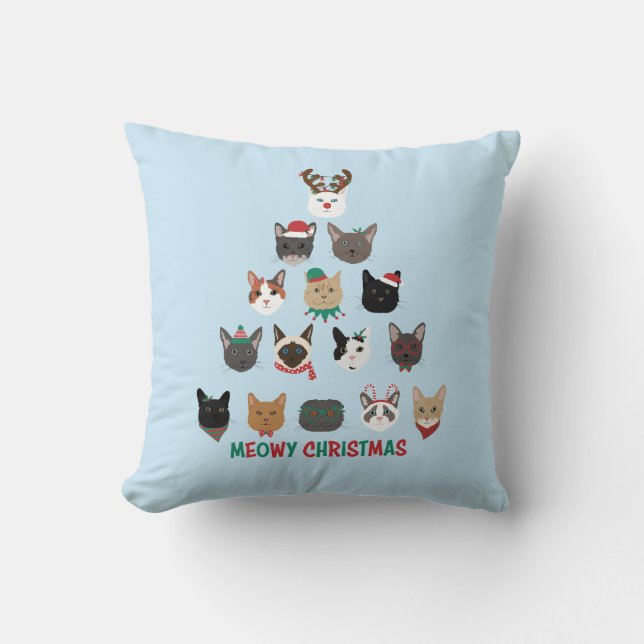Cat Christmas Tree Cushion (Front)