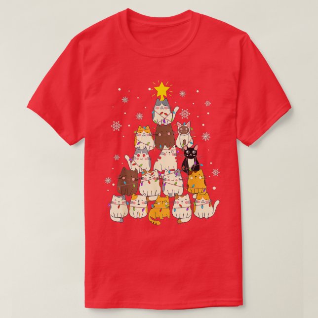 Cat Christmas Tree Funny Christmas Merry Catmas Bo T-Shirt (Design Front)