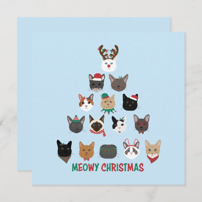 Cat Christmas Tree Holiday Card (Front/Back)