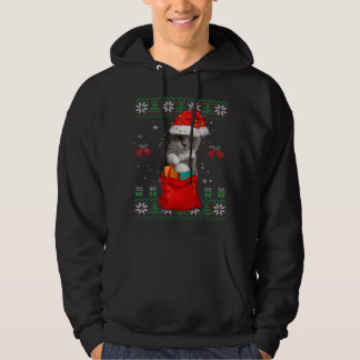 Cat Christmas Tree Lights Santa Hat Cat Lover Hoodie
