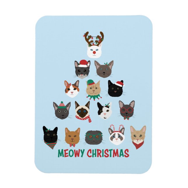Cat Christmas Tree Magnet (Vertical)