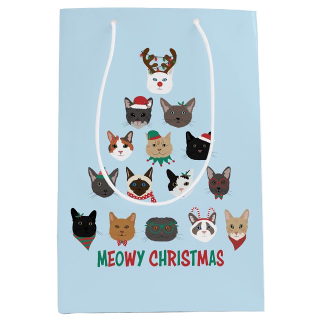 Cat Christmas Tree Medium Gift Bag (Front)