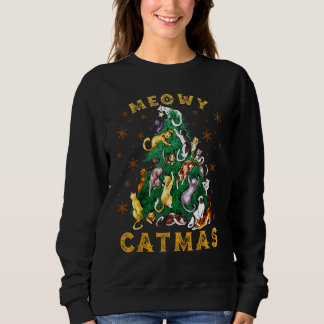 Cat Christmas Tree Meowy Catmas  Xmas Sweatshirt