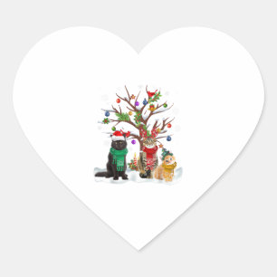 Cat Christmas Tree Ornament Santa Cat Light Cat Ch Heart Sticker