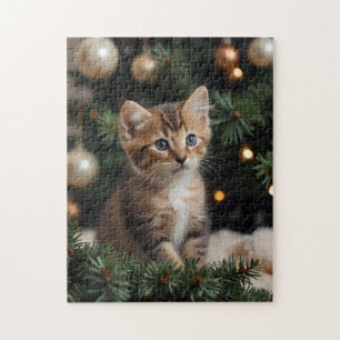 Cat Christmas Tree Puzzle - Cute Holiday Jigsaw
