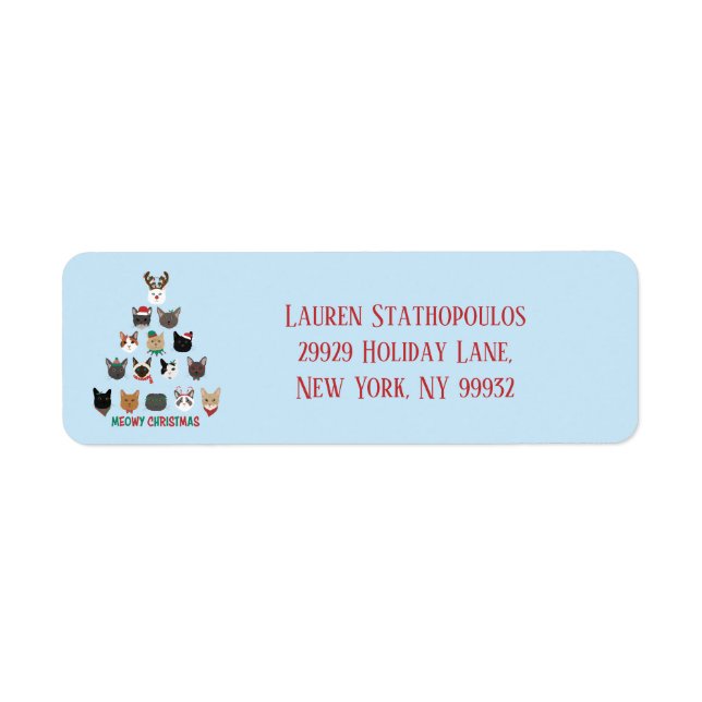 Cat Christmas Tree Return Address Label (Front)