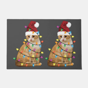 Cat Christmas Tree Santa Funny Xmas Cat Lover Doormat