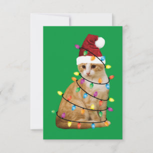 Cat Christmas Tree Santa Funny Xmas Cat Lover Thank You Card