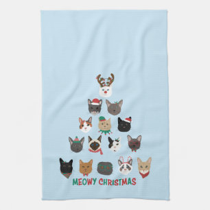 Cat Christmas Tree Tea Towel