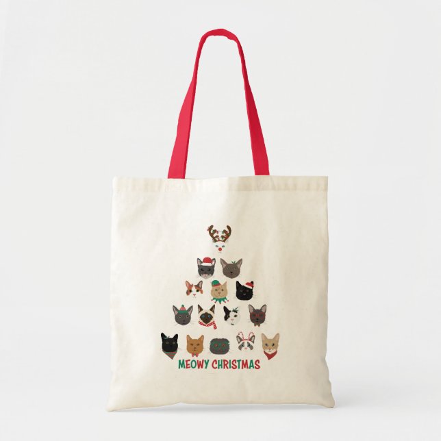 Cat Christmas Tree Tote Bag (Front)