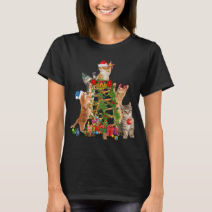 Cat Christmas Tree Ugly Christmas Cat Mom Cat Dad  T-Shirt