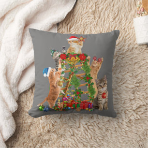 Cat Christmas Tree Ugly Christmas Cat Mum Cat Dad Cushion