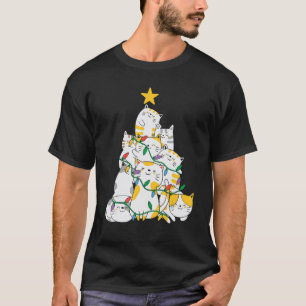 Cat Christmas Tree Xmas Girls Boys Meowy Catmas Sa T-Shirt
